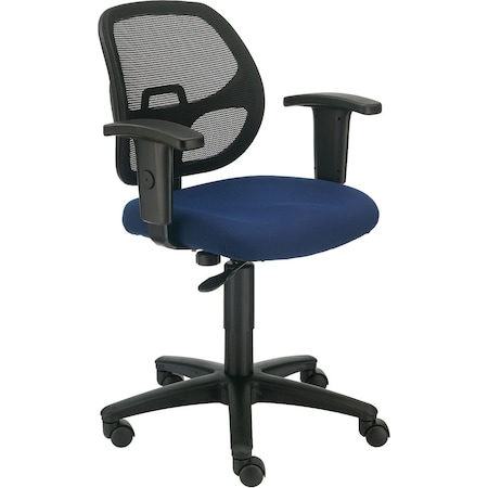 Global Industrial Mesh Back Office Chair with Arms, Fabric, Blue 277436BL
